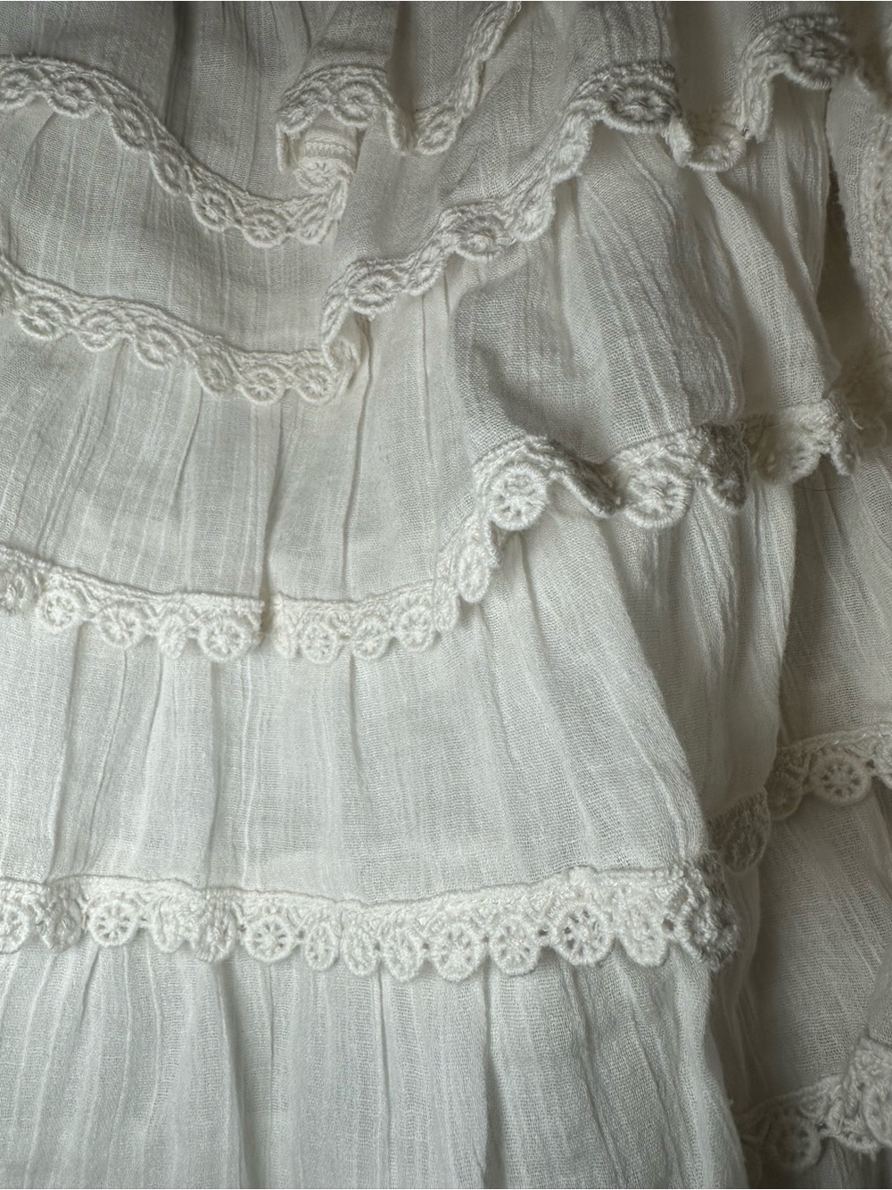 Amy Jane London Anastasia White Tiered Eyelet Ruffle Midi Skirt S Cottagecore - Picture 8 of 13